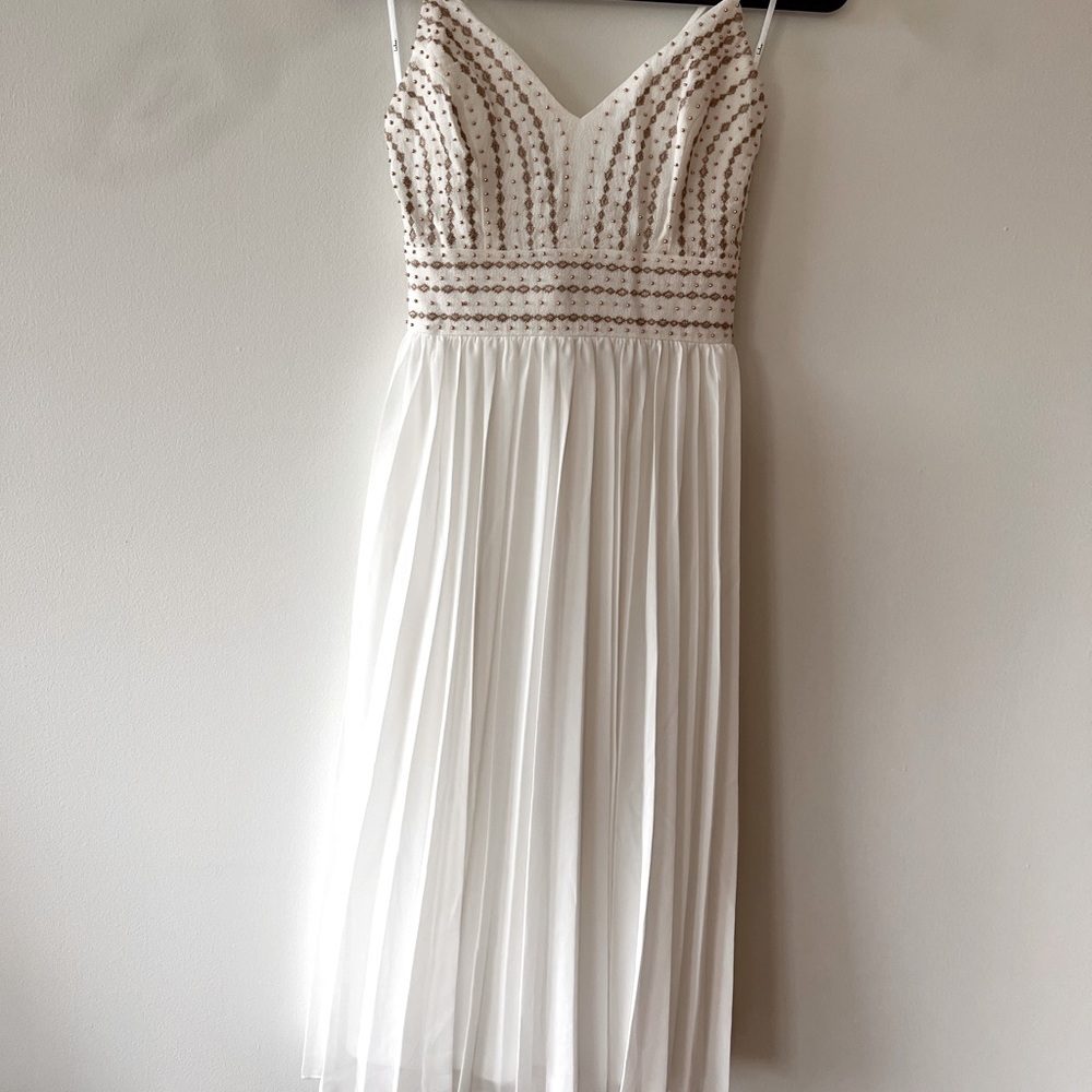 Lulus spaghetti strap white dress with beading